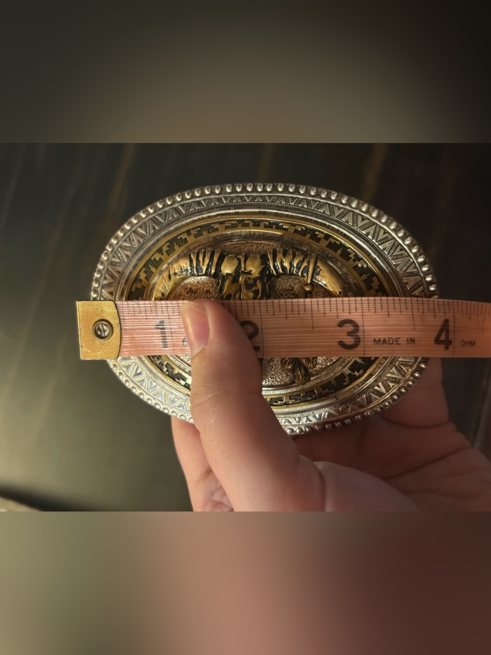 Crumrine Silver and Bronze Steer Belt Buckle - Picture 3 of 4